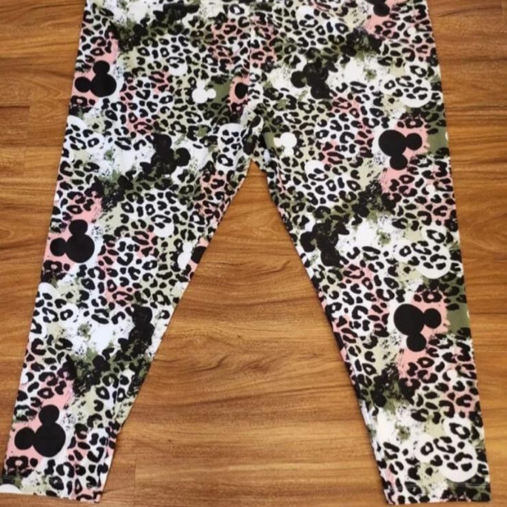 Disney Atlantic Pants Womens Plus Size 3X Mickey Mouse Leopard Print - Picture 2 of 8